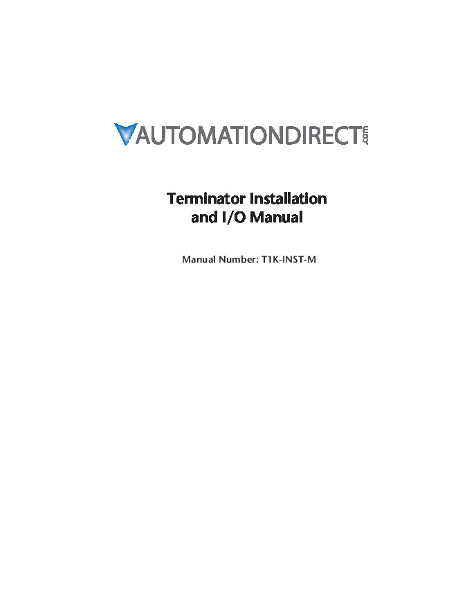 First Page Image of T1K-16TA Terminator Installation and IO Manual T1K-INST-MM.pdf